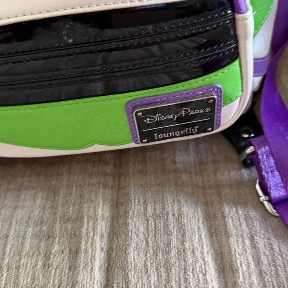 Disney Loury Buzz Lightyear Backpack - Green, Purple, White apx 12 by 8